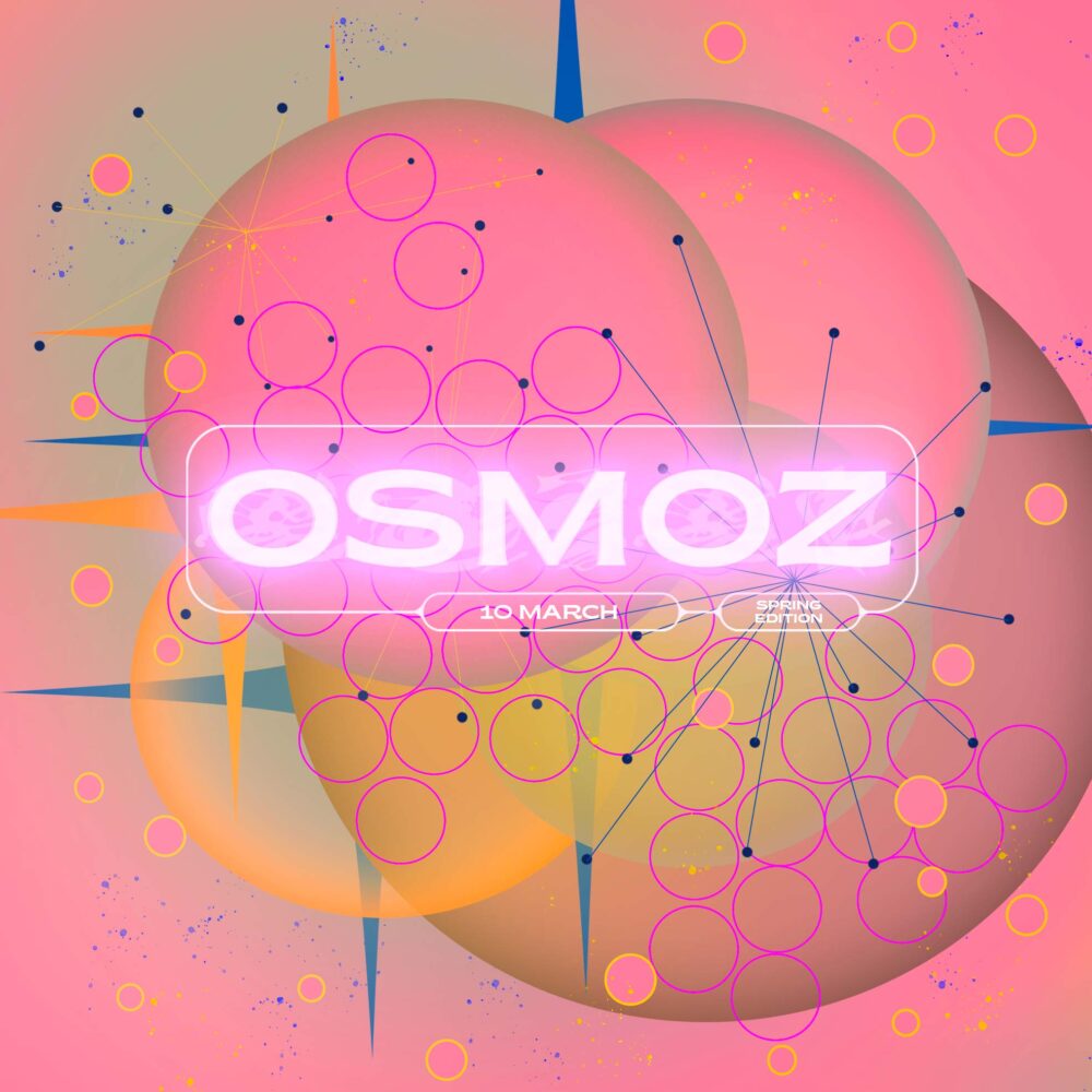 Illustration graphique avec des bulles rose