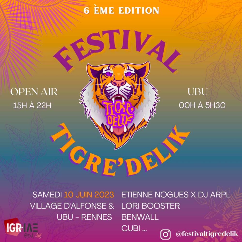 Illustration graphique avec une tête de tigre présentant les infos de l'évènement