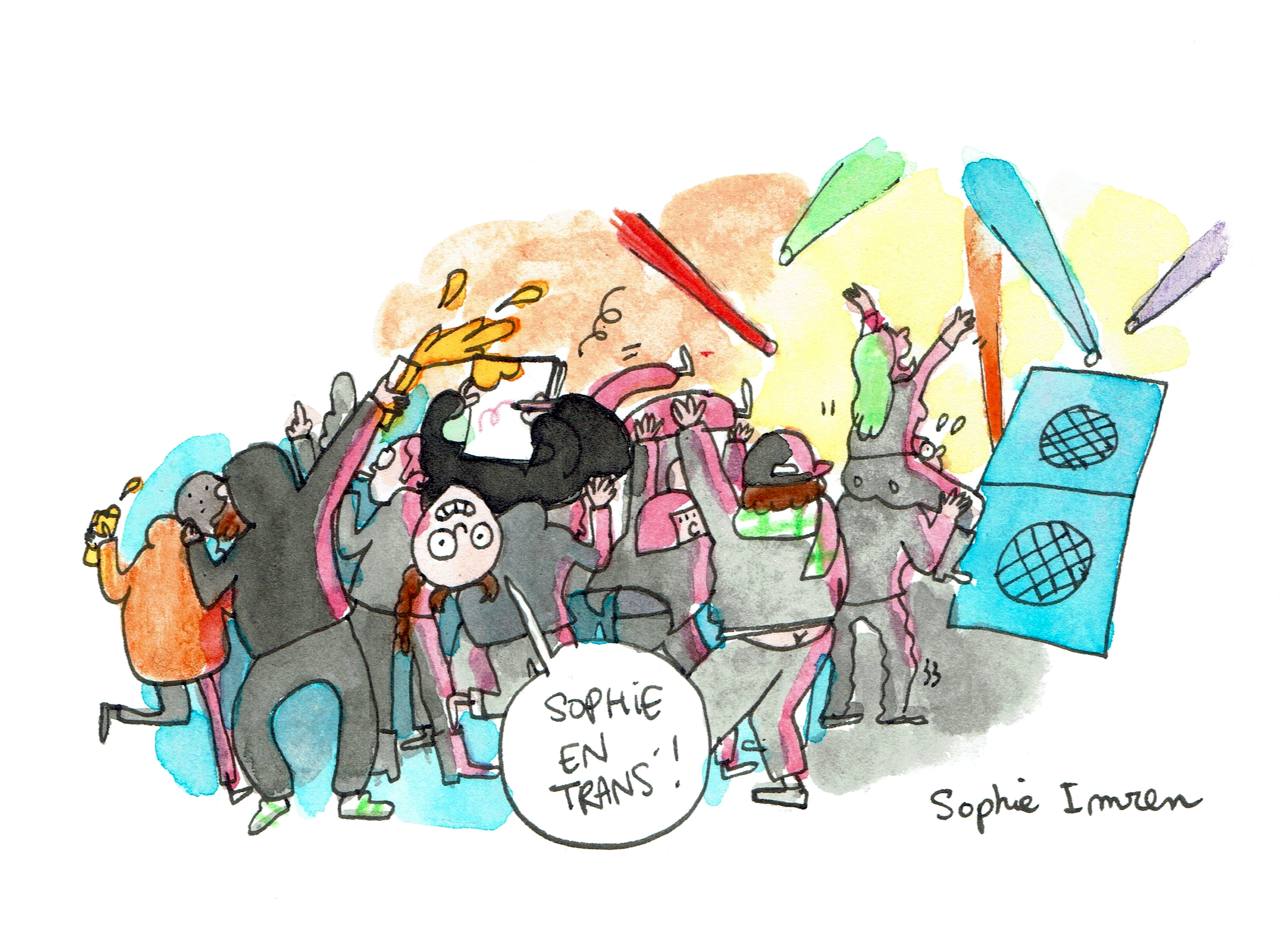 Dessin d'une illustratrice slamant sur le public en dessinant