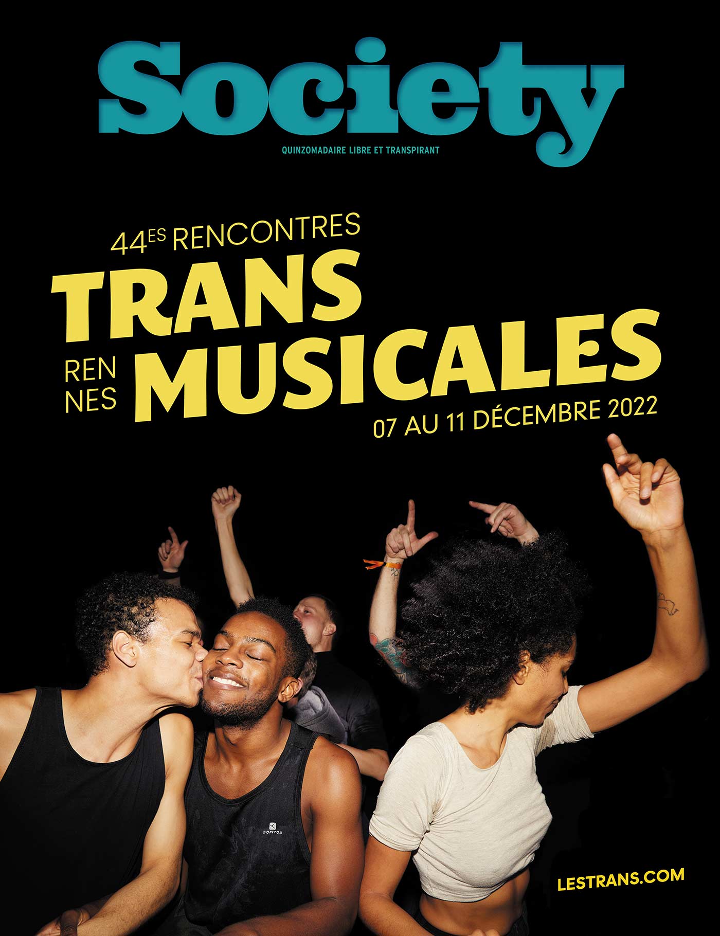 Couverture du magazine Society pour les Trans Musicales 2022, vue d'un public